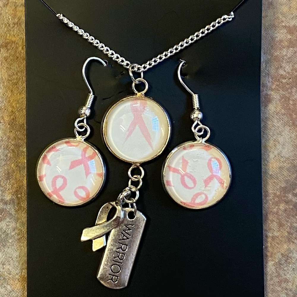 Jamberry NAS Breast Cancer necklace/earrings